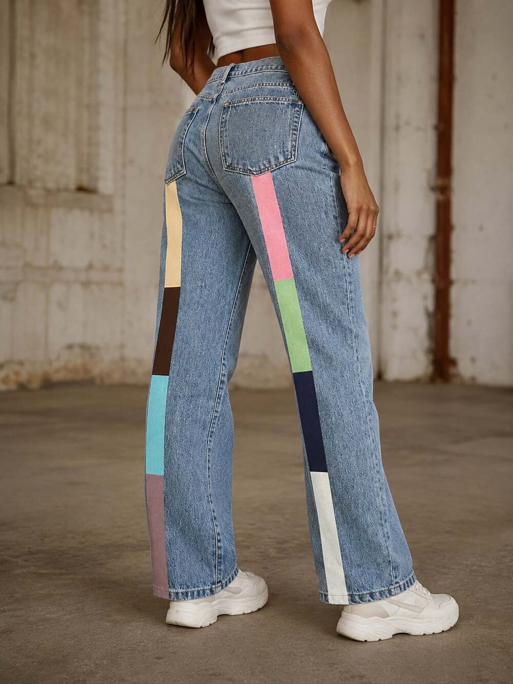 NWT Still Here Original Rainbow Tate High-Rise Straight Crop Jeans, Size 30